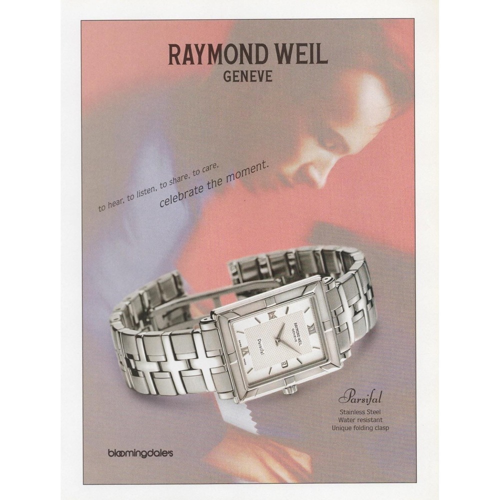 Vintage 1999 Raymond Weil Parsifal Watch Vintage Print Ad Luxury‎ Y2K Timepiece